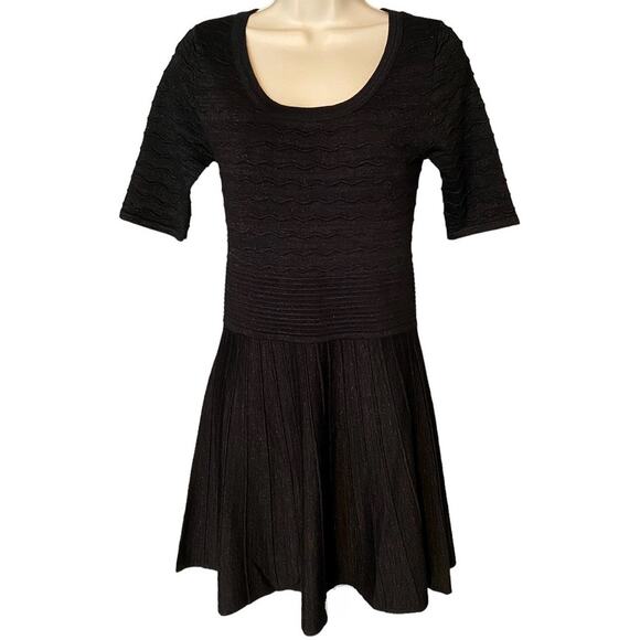 NWT ~ CANDIE'S Metallic Black Knit Swing Bodycon Dress ~ Women's Size SMALL - Picture 1 of 5